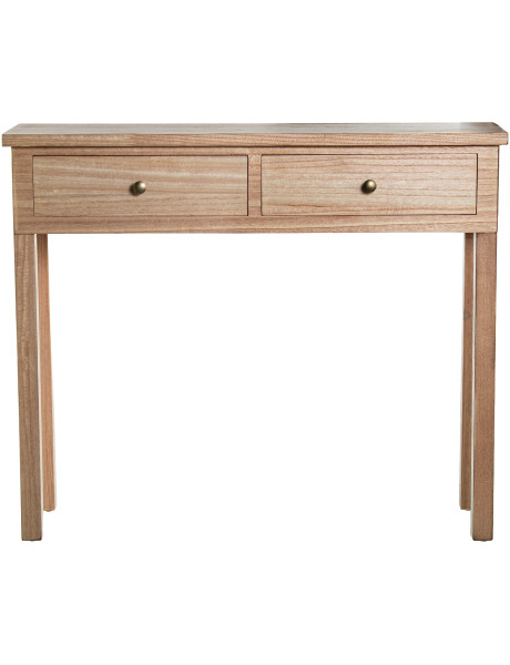 Console d’entrée bois naturel 2 tiroirs 95x27,5x80 cm Caladéa  - 2