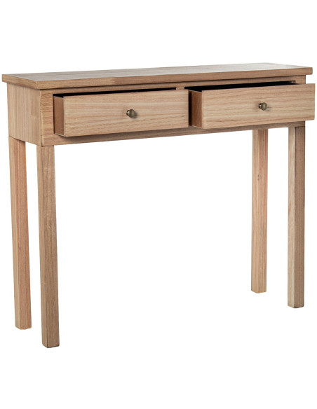 Console d’entrée bois naturel 2 tiroirs 95x27,5x80 cm Caladéa