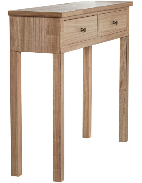 Console d’entrée bois naturel 2 tiroirs 95x27,5x80 cm Caladéa