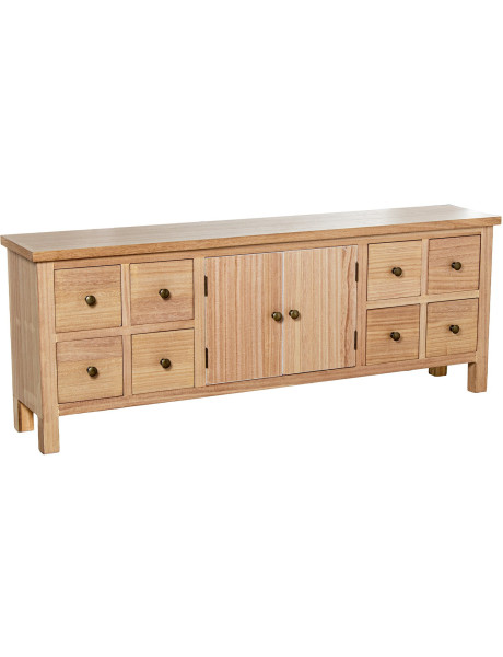 Meuble TV bois naturel 8 tiroirs 133x25,5x50,5 cm Caladéa