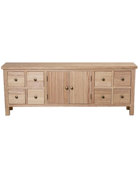 Meuble TV bois naturel 8 tiroirs 133x25,5x50,5 cm Caladéa
