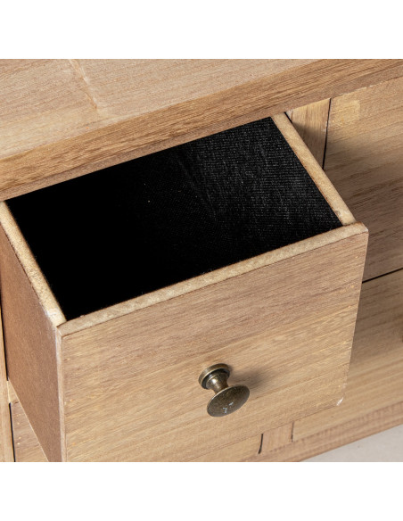 Meuble TV bois naturel 8 tiroirs 133x25,5x50,5 cm Caladéa
