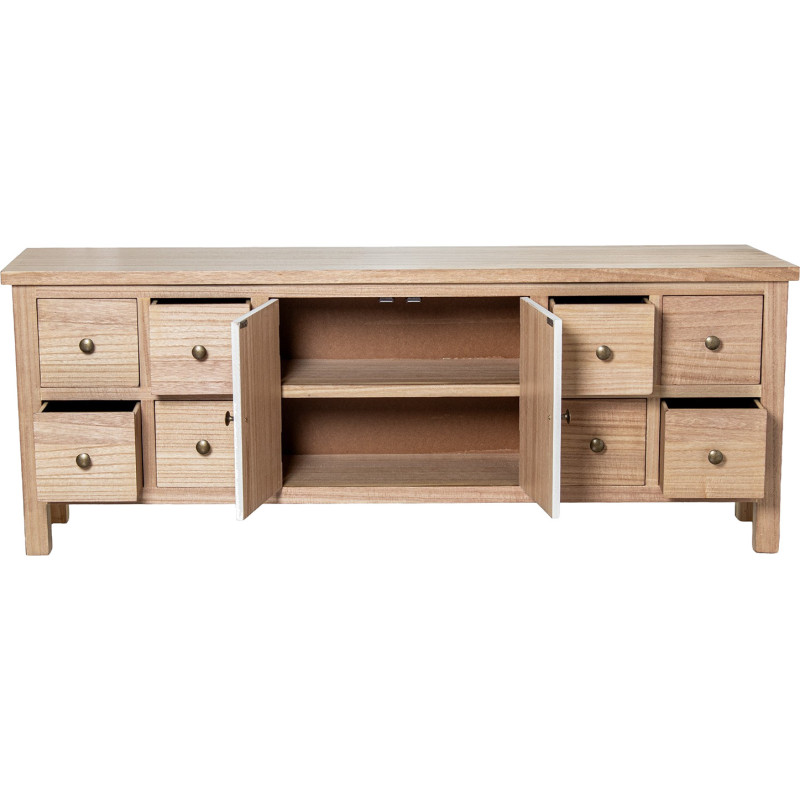 Meuble TV bois naturel 8 tiroirs...