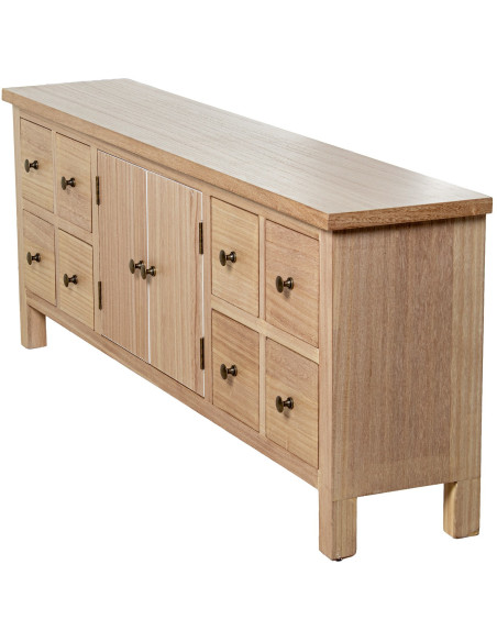 Meuble TV bois naturel 8 tiroirs 133x25,5x50,5 cm Caladéa