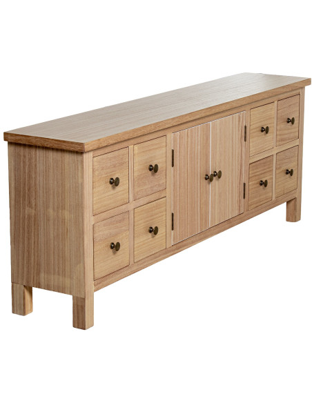 Meuble TV bois naturel 8 tiroirs 133x25,5x50,5 cm Caladéa