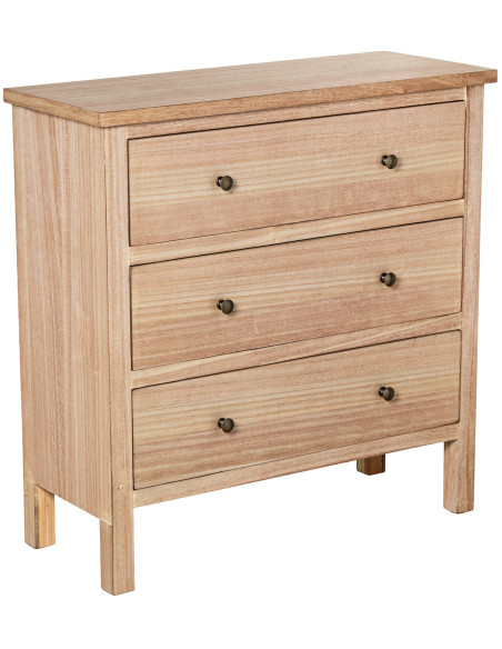 Commode bois naturel 3 tiroirs 78x31,5x80 cm Caladéa