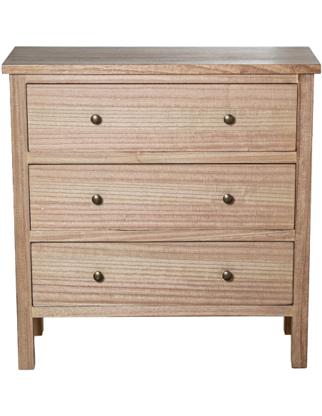 Commode bois naturel 3 tiroirs 78x31,5x80 cm Caladéa