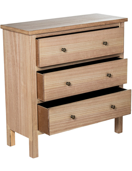 Commode bois naturel 3 tiroirs 78x31,5x80 cm Caladéa