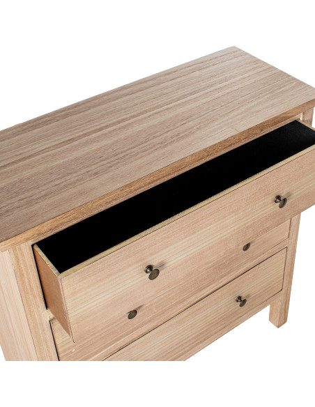 Commode bois naturel 3 tiroirs 78x31,5x80 cm Caladéa