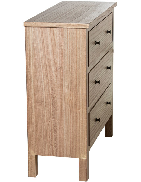 Commode bois naturel 3 tiroirs 78x31,5x80 cm Caladéa