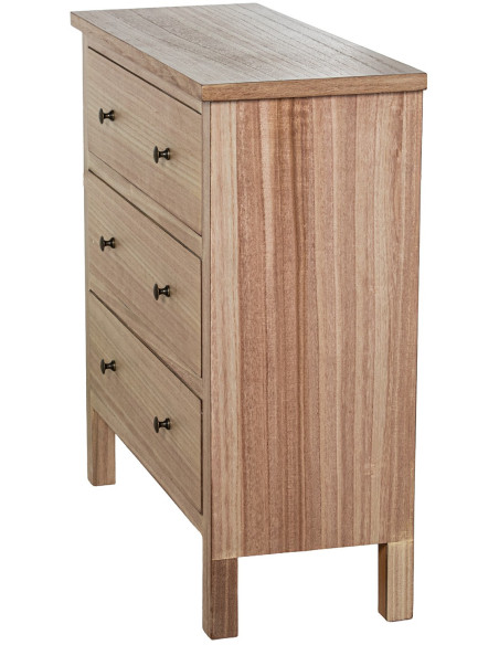 Commode bois naturel 3 tiroirs 78x31,5x80 cm Caladéa