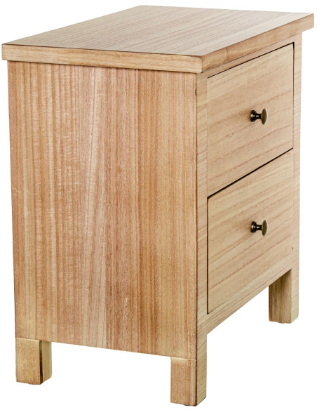 Table de chevet bois naturel 2 tiroirs 48x30x50,5 cm Caladéa