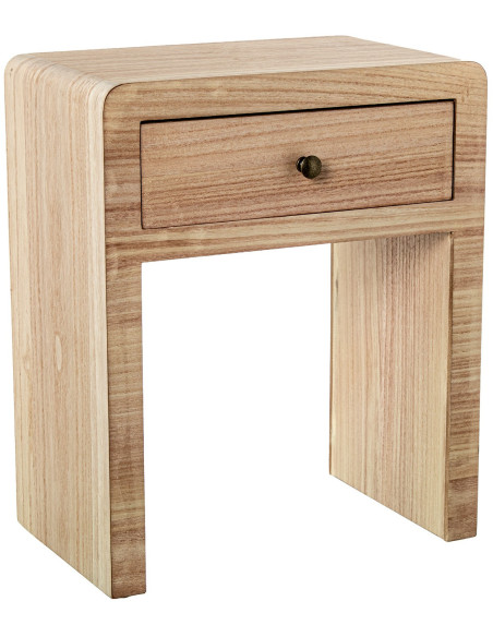 Table de chevet arrondie bois naturel 1 tiroir 45x28,5x55 cm Caladéa
