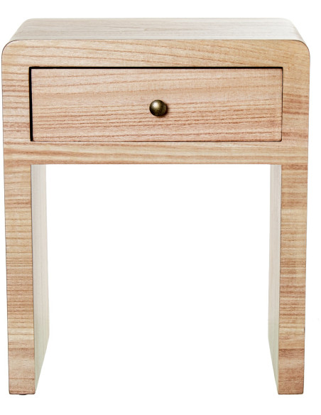 Table de chevet arrondie bois naturel 1 tiroir 45x28,5x55 cm Caladéa