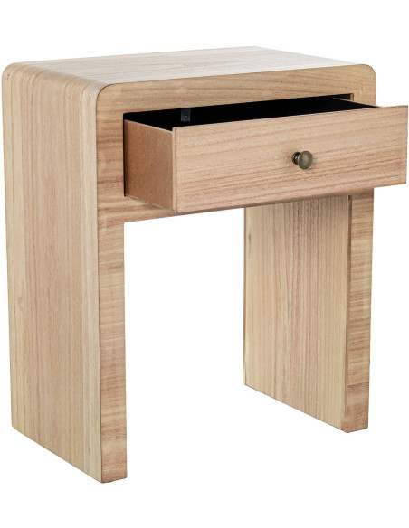 Table de chevet arrondie bois naturel 1 tiroir 45x28,5x55 cm Caladéa