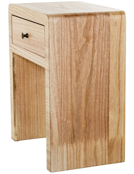 Table de chevet arrondie bois naturel 1 tiroir 45x28,5x55 cm Caladéa