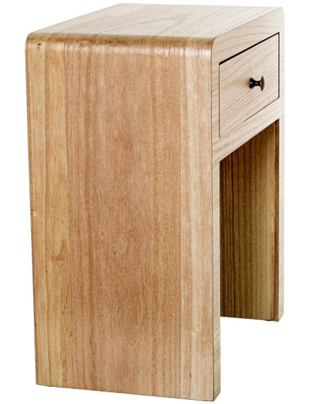 Table de chevet arrondie bois naturel 1 tiroir 45x28,5x55 cm Caladéa