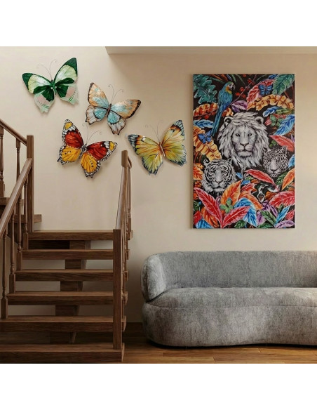 Décoration murale papillon métal et nacre verte 45 cm Mariposa
