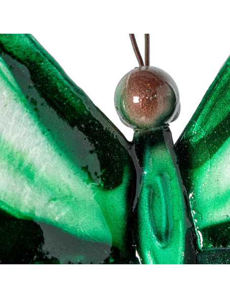 Décoration murale papillon métal et nacre verte 45 cm Mariposa