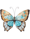 Décoration murale papillon métal et nacre bleu doré 45 cm Mariposa