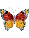 Décoration murale papillon métal et nacre rouge jaune 45 cm Mariposa