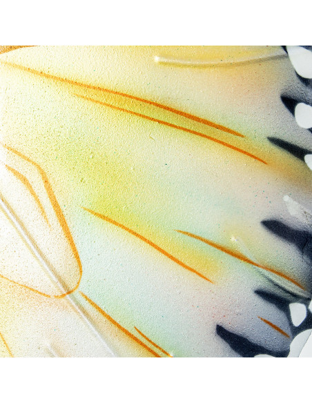 Décoration murale papillon métal et nacre jaune 45 cm Mariposa