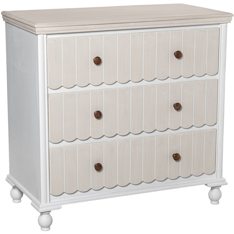 Commode 3 tiroirs en bois blanc et...
