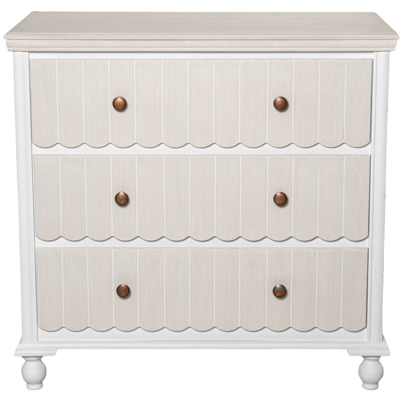 Commode 3 tiroirs en bois blanc et...