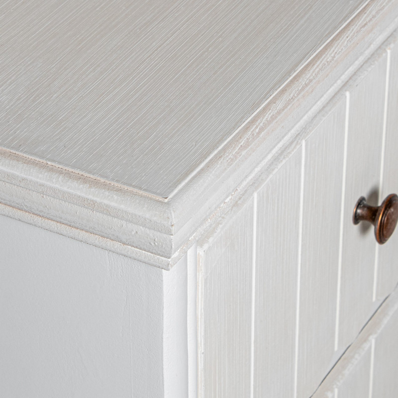 Commode 3 tiroirs en bois blanc et...