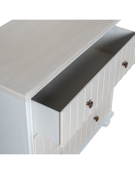Commode 3 tiroirs en bois blanc et beige 80x40x78 cm Isaline