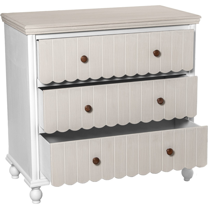Commode 3 tiroirs en bois blanc et...