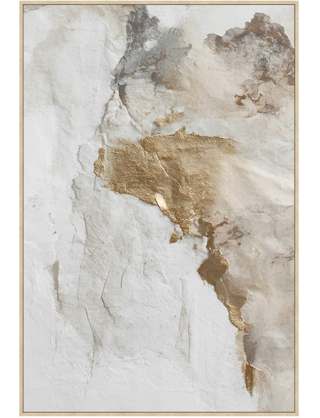 Tableau abstrait beige et doré sur toile 80x120 cm Kaoria