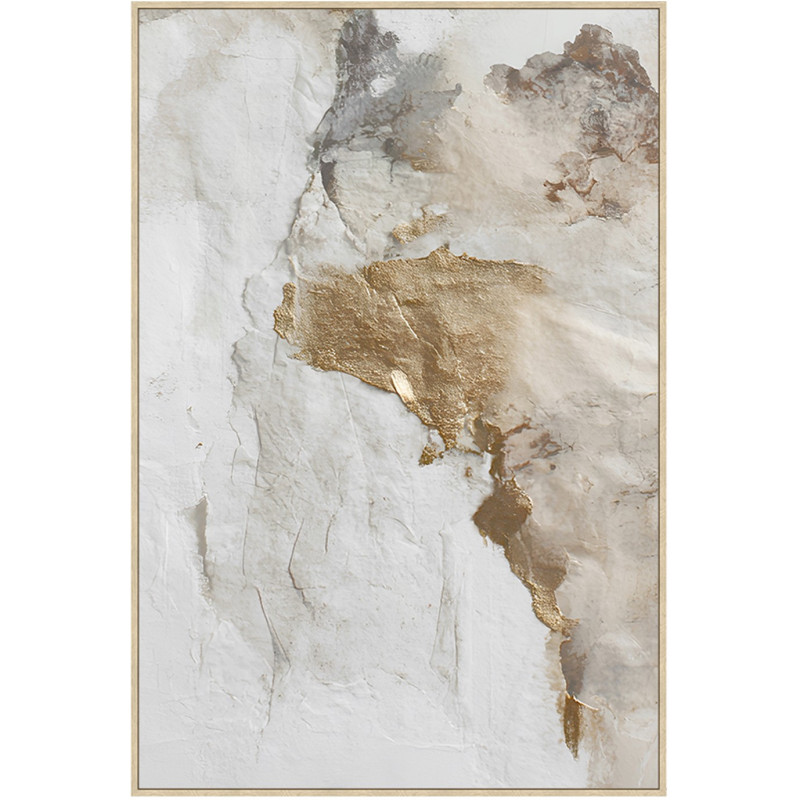 Tableau abstrait beige et doré sur...