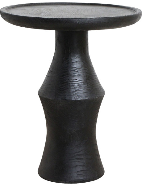 Table d’appoint ronde noire en teck 50x60 cm Nero