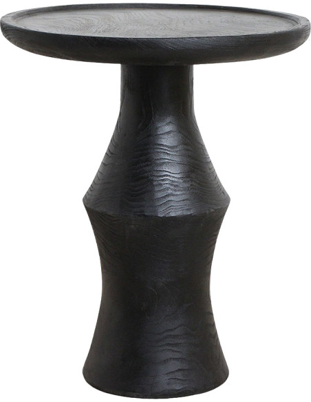 Table d’appoint ronde noire en teck 50x60 cm Nero