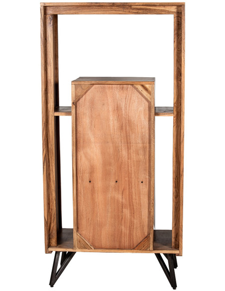 Meuble d’entrée naturel en acacia et fer noir 72x40x150 cm Caldera