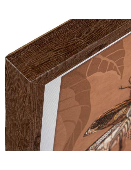 Lot de 3 tableaux insectes terracotta sur toile cadre bois 40x40x3 cm Élytra