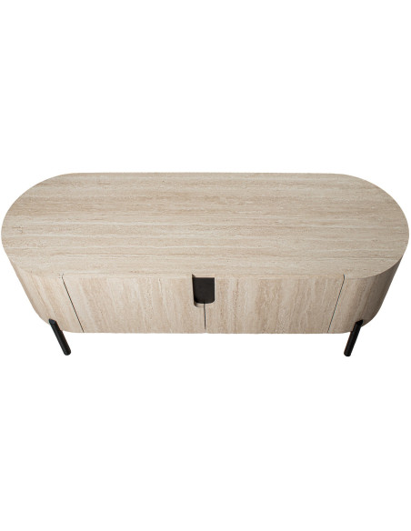 Meuble TV bois naturel et métal noir 120x40x45 cm Orvane