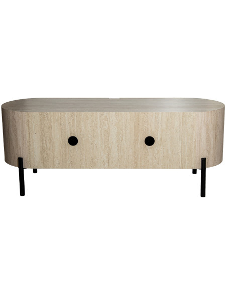 Meuble TV bois naturel et métal noir 120x40x45 cm Orvane