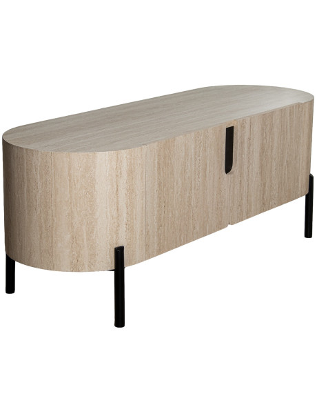 Meuble TV bois naturel et métal noir 120x40x45 cm Orvane