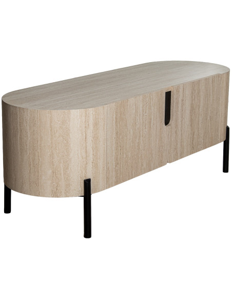 Meuble TV bois naturel et métal noir 120x40x45 cm Orvane