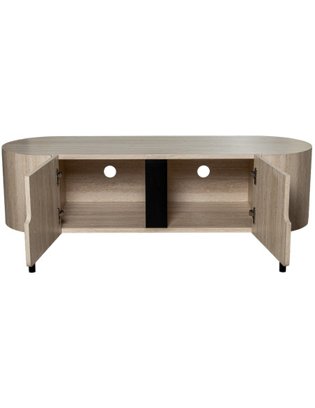 Meuble TV bois naturel et métal noir 120x40x45 cm Orvane