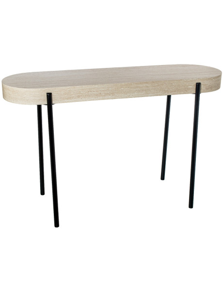 Console bois naturel et métal noir 120x38x75 cm Orvane