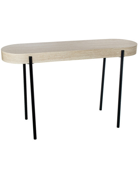 Console bois naturel et métal noir 120x38x75 cm Orvane