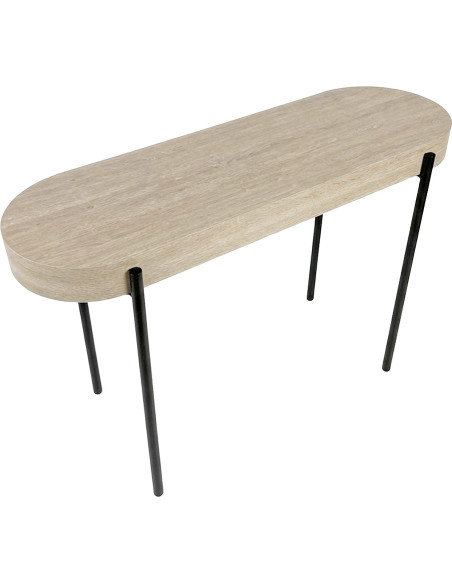 Console bois naturel et métal noir 120x38x75 cm Orvane