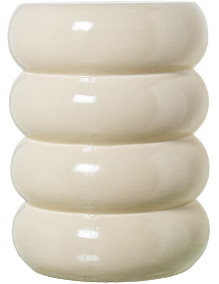 Table d’appoint crème brillante en fibre de verre 35x35x46 cm Ondara