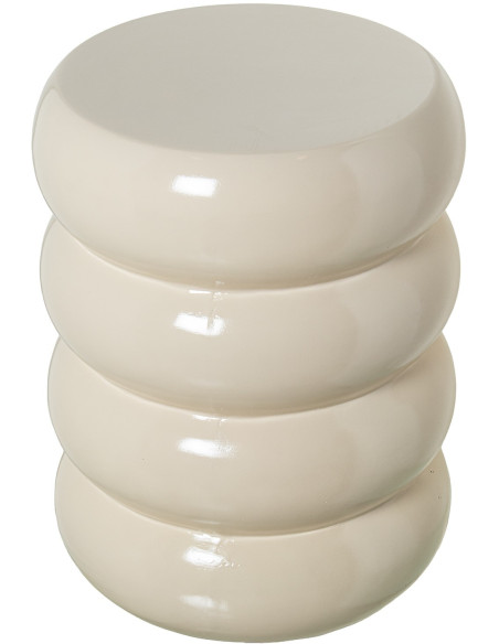 Table d’appoint crème brillante en fibre de verre 35x35x46 cm Ondara