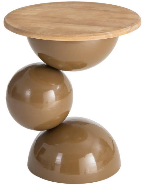 Table d’appoint ronde marron en bois et métal...