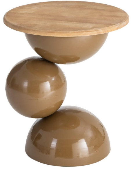 Table d’appoint ronde marron en bois et métal 49,5x49,5x58,5 cm Corbera