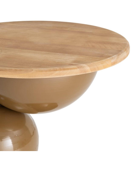 Table d’appoint ronde marron en bois et métal 49,5x49,5x58,5 cm Corbera